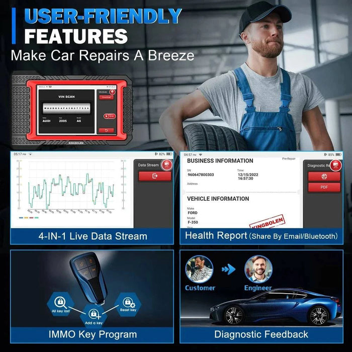 Automotive diagnostic tool with 177 cm high-resolution 1280x720 display