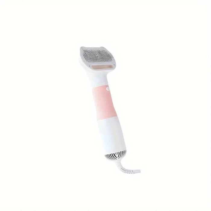 
2-in-1 Pet Grooming Brush and Dryer Comb for Dogs & Cats, Portable Deshedding Tool (Pink) with comfortable handle and gentle deshedding capabilities