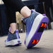 Kids Roller Skate Shoes Retractable Wheels Four-Wheel Walking Skates in Purple Size 38