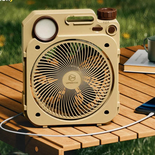 Rechargeable Outdoor Fan with Power Bank and LED Light