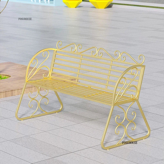 Outdoor Metal Sun Lounger Chair, Dual Seat with Backrest