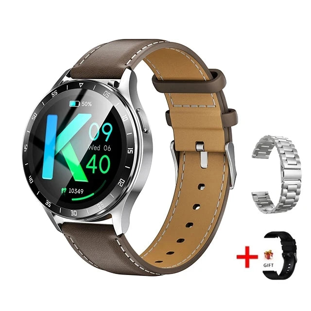 Smartwatch package including TWS earbuds, charging cable, and user manual