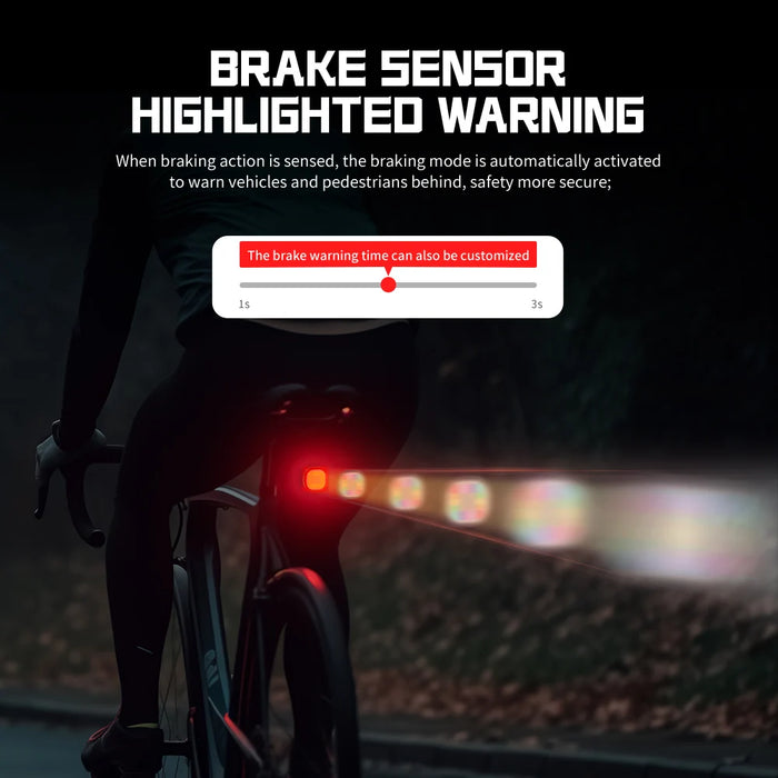 Bicycle taillights with 140 LED braking sensor and Bluetooth technology