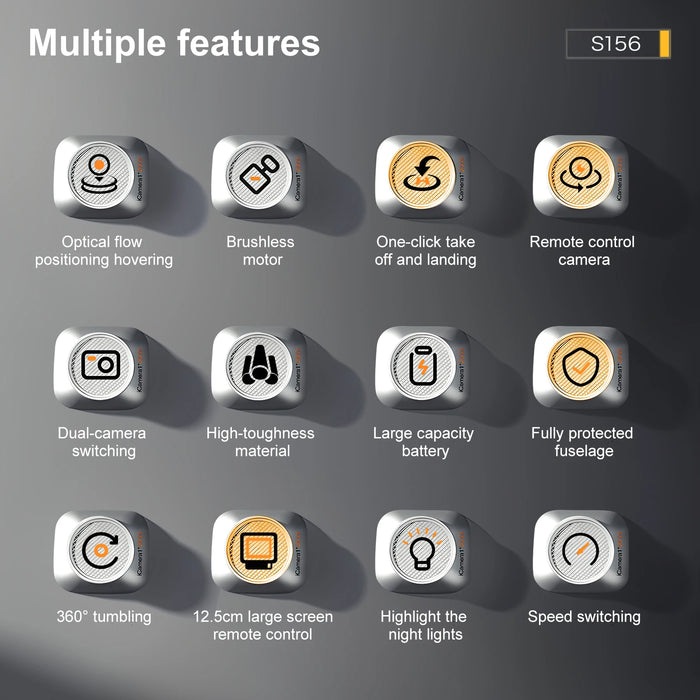 Foldable 8K Drone with Display and 3 Batteries Gray
