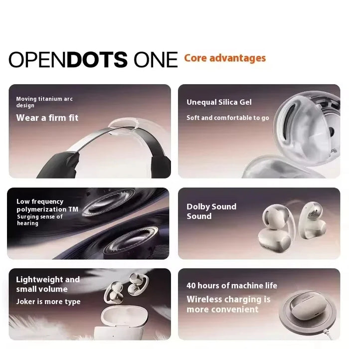 Open-Ear Bluetooth Headset with Mic and 40-Hour Battery