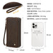  Men's leather clutch wallet with polyester lining and secure double zippers 