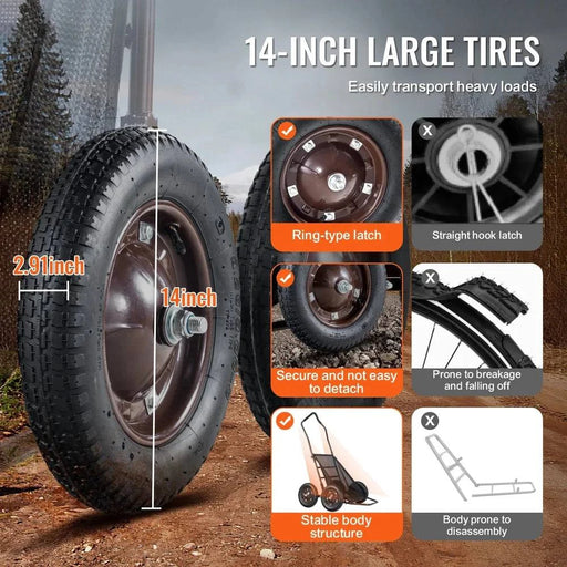 Heavy-duty game hauler with pneumatic tires for stability on uneven terrain