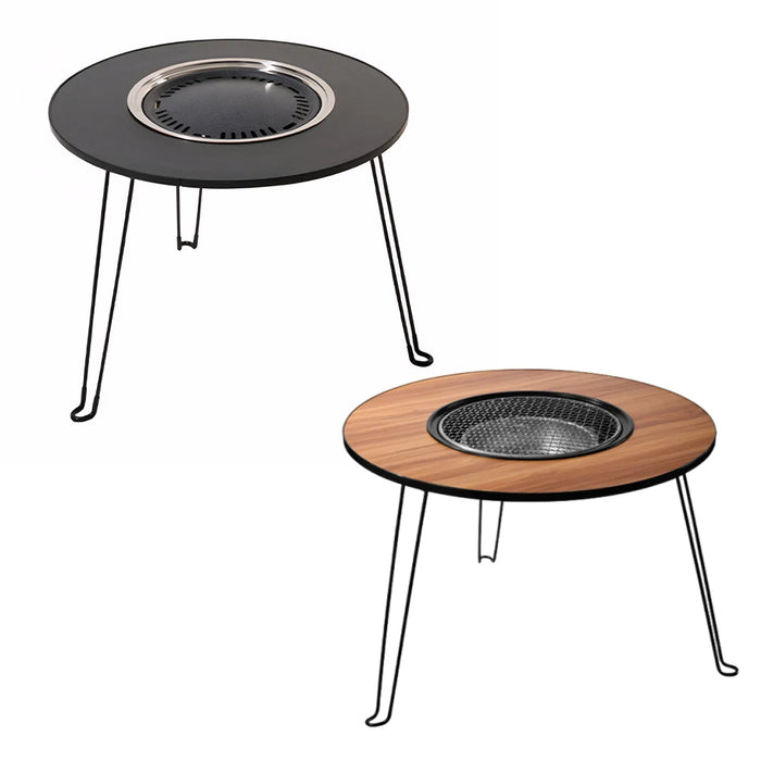 Black Foldable Fire Basin Table for Outdoor Use
