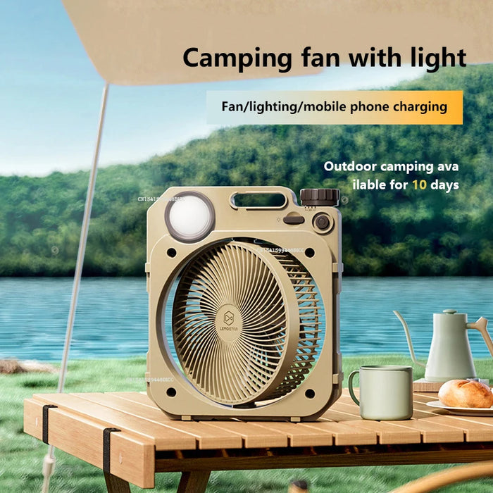 Outdoor USB Fan 10000mAh with Rotating Head and Light