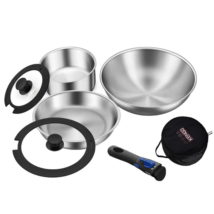 26cm Portable Stainless Steel Wok – Outdoor & Camping Ready