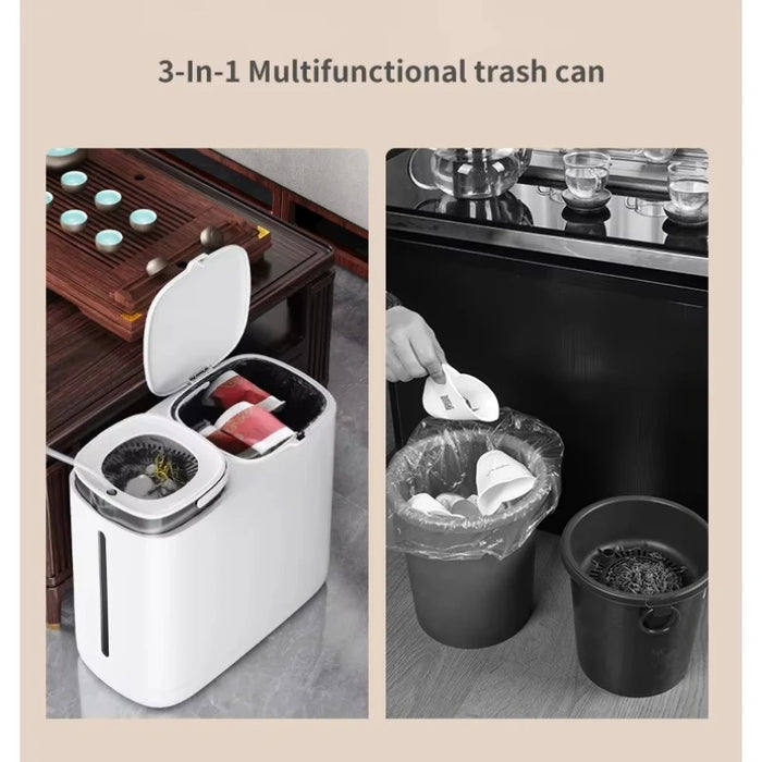 20L Double Barrel Kitchen Bin with Built-in Filter – White