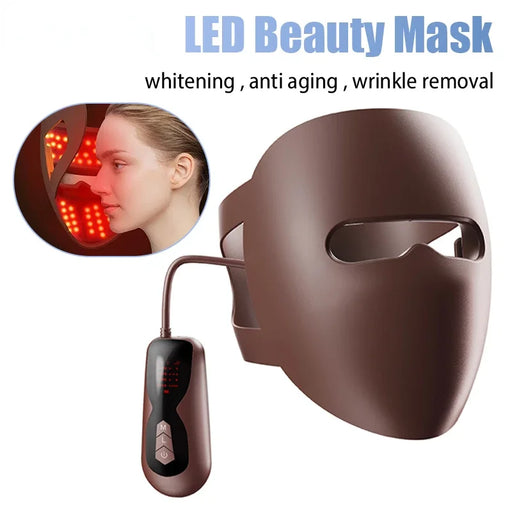 Silicone LED face mask with 7 colors red light therapy for skin rejuvenation
