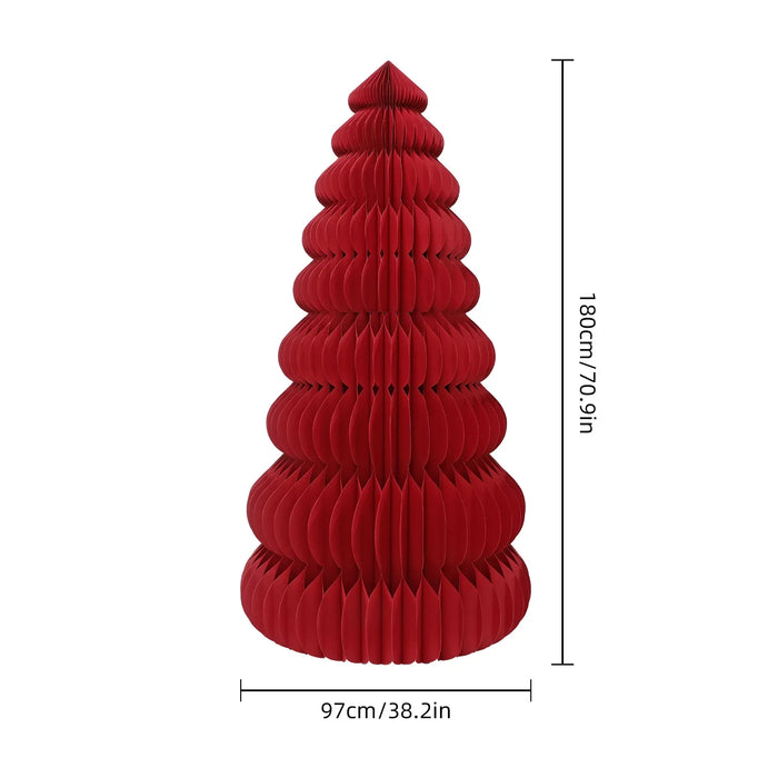 Foldable Red Paper Honeycomb Christmas Tree Decoration