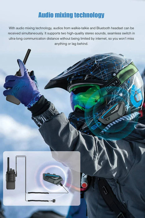 Black Bluetooth Motorcycle Helmet Intercom with Intercom Function for Riders
