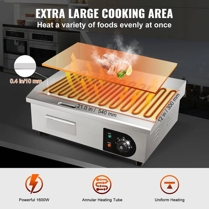 High-performance 3000W Electric Griddle with Durable Stainless Steel Body