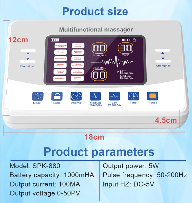 12-Mode TENS EMS Massager, 30-Level Electric Muscle Stimulator
