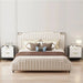 Modern white bedside table with two spacious drawers for convenient storage