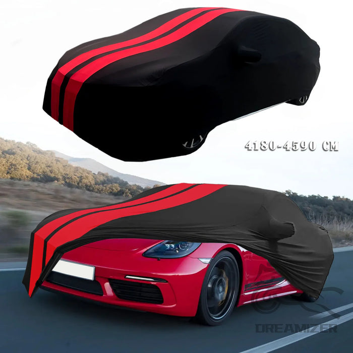 Premium breathable stretch satin cloth car cover in red and black