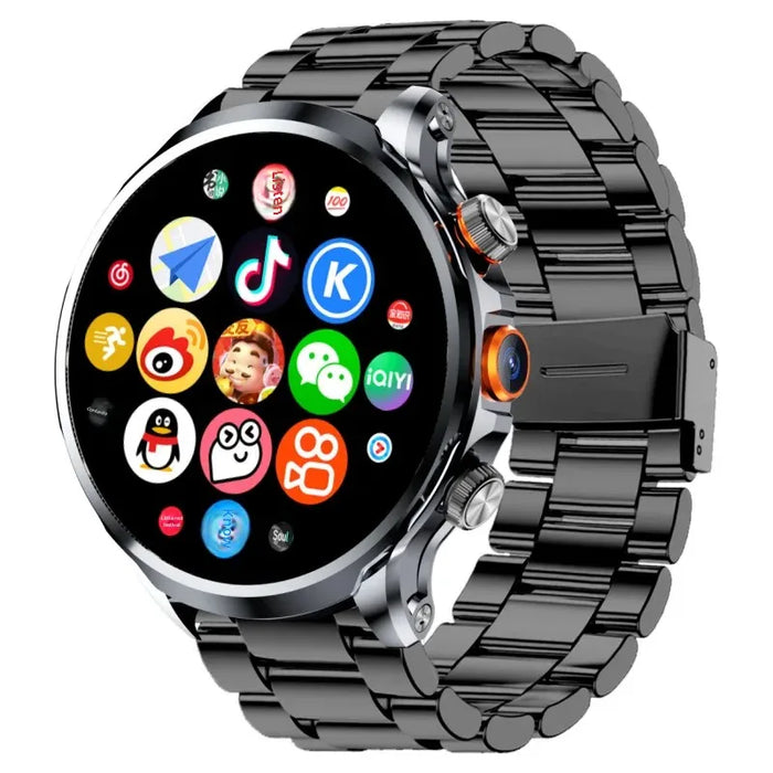Black 4G Smartwatch with SIM Slot & Fitness Tracker