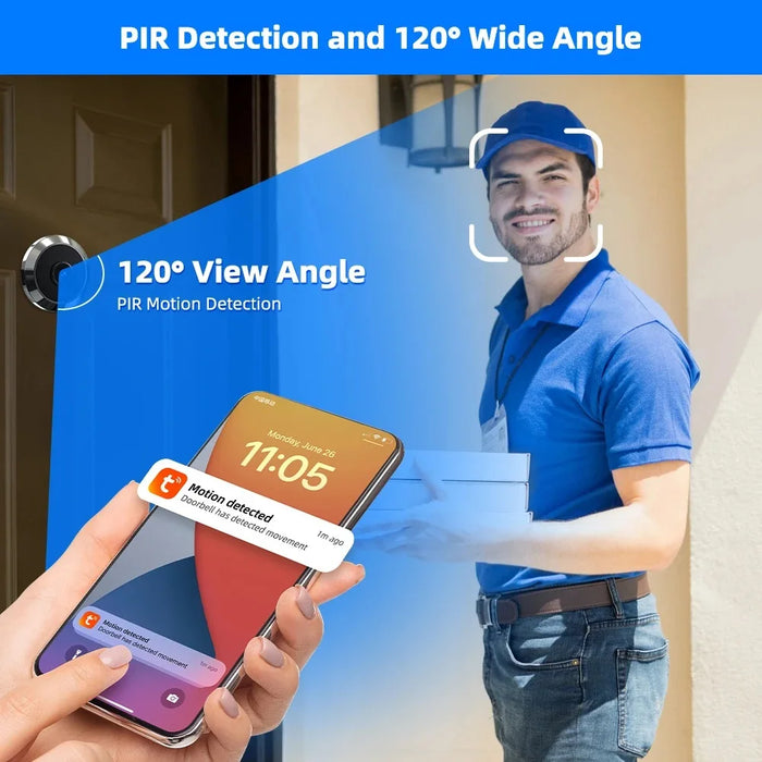 Smart WiFi Door Viewer with Night Vision and 5000mAh Rechargeable Battery