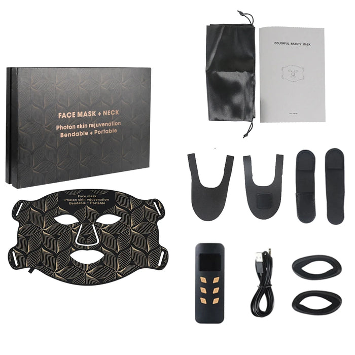 Brown LED face mask with 8-color light therapy for skincare