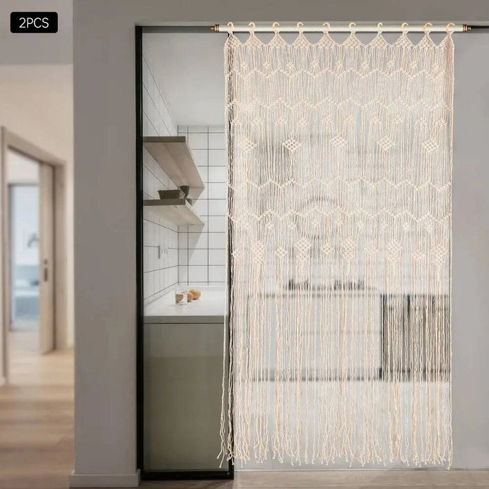 Two handwoven rustic bohemian curtains for room dividers and wedding backdrops