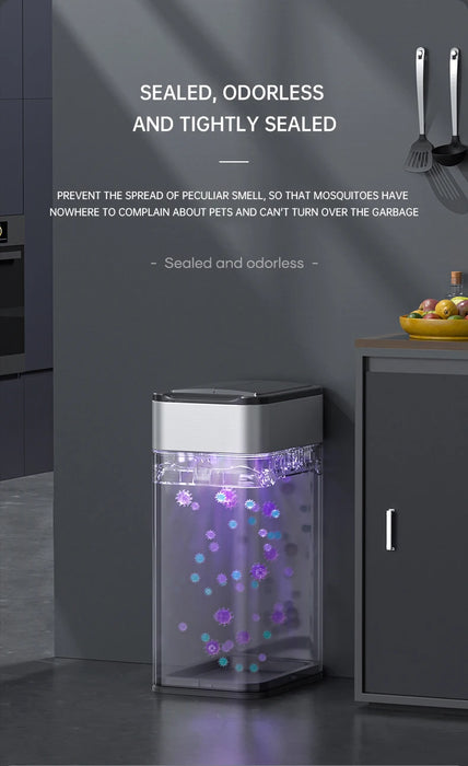 50L Automatic Induction Trash Can for Kitchen or Bathroom