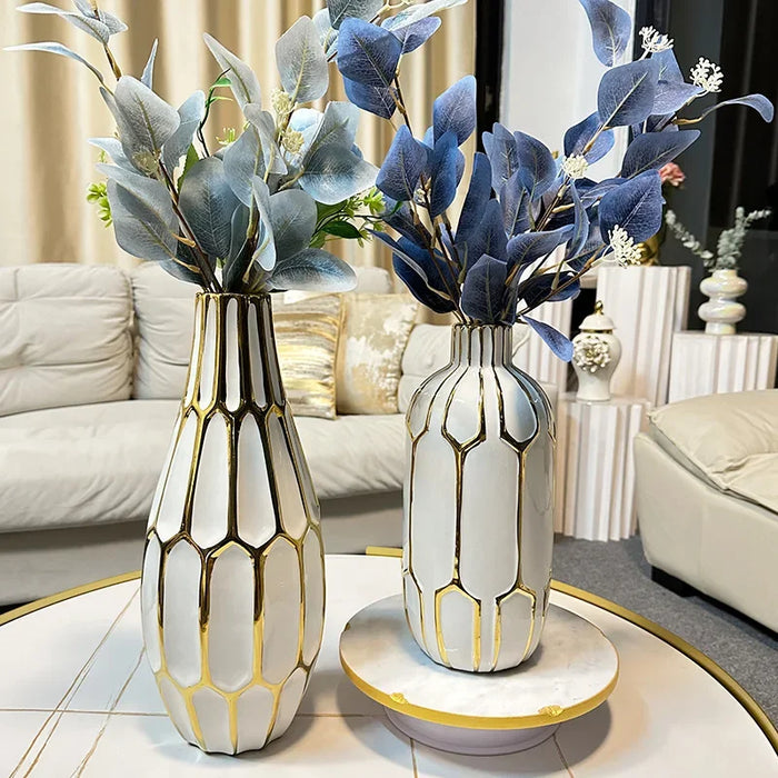 Modern Ceramic Vase 30cm – Electroplated Light Luxury Decor Piece