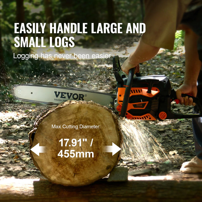 Powerful 58CC 20-Inch Cordless Petrol Chainsaw for Tree and Wood Cutting