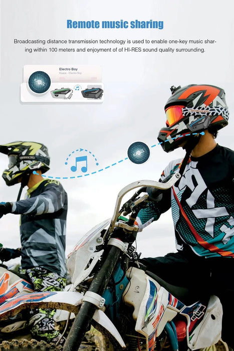 Two black Bluetooth motorcycle helmet intercom devices for riders