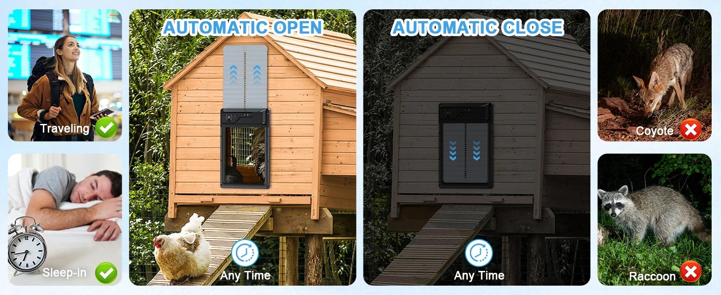 Solar Powered Automatic Chicken Coop Door with Timer