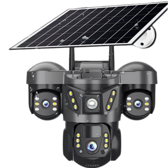 Outdoor 4G Solar Security Camera with 360° Triple View
