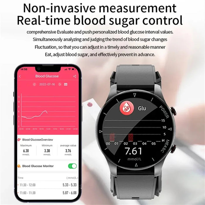 1.3" AMOLED Smart Watch – AI Health Monitor, Blood Oxygen, Glucose, ECG