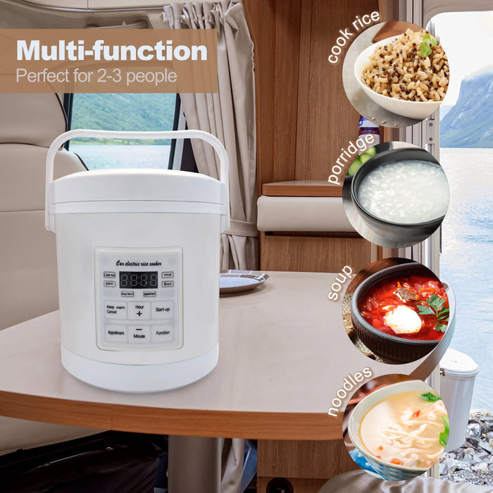 1.6L Travel Rice Cooker 12V/24V/220V Multi-Power, Champagne