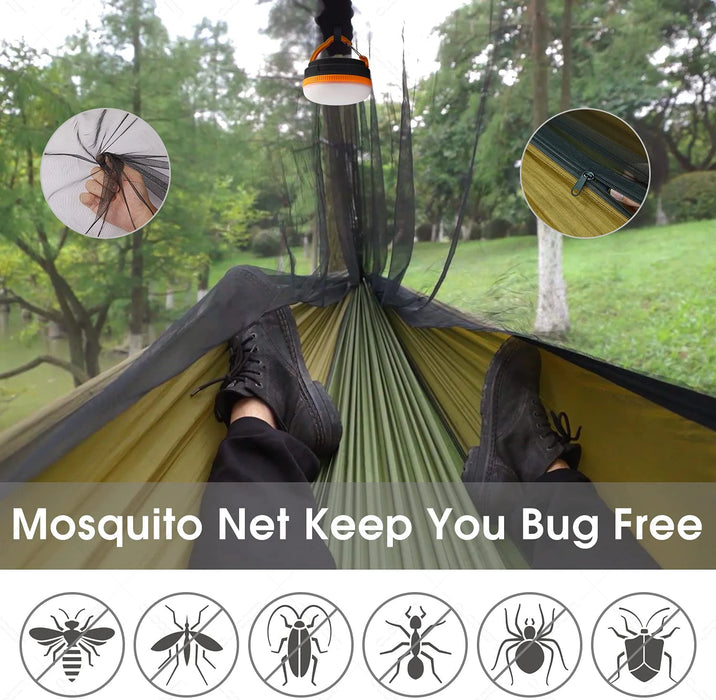 Spacious and comfortable hammock with large size for a relaxing sleep, supports up to 200kg