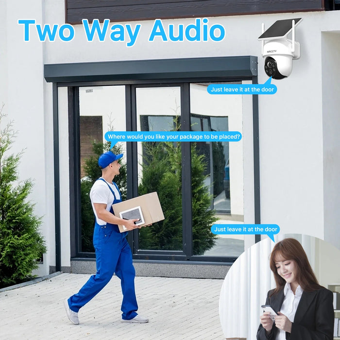 4MP Solar WiFi Outdoor Security Camera Kit with Siren Alarm