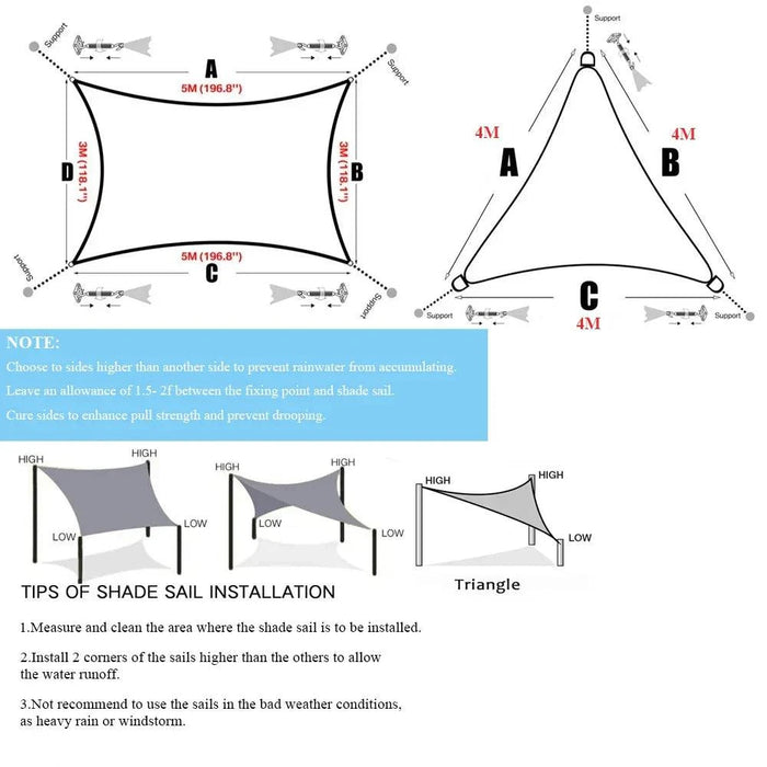 Grey 420D Waterproof Sun Shade Sail providing outdoor shelter and cover