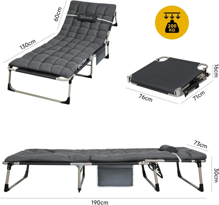 Adjustable Folding Camping Cot with Mat Comfortable, Durable Outdoor Lounger