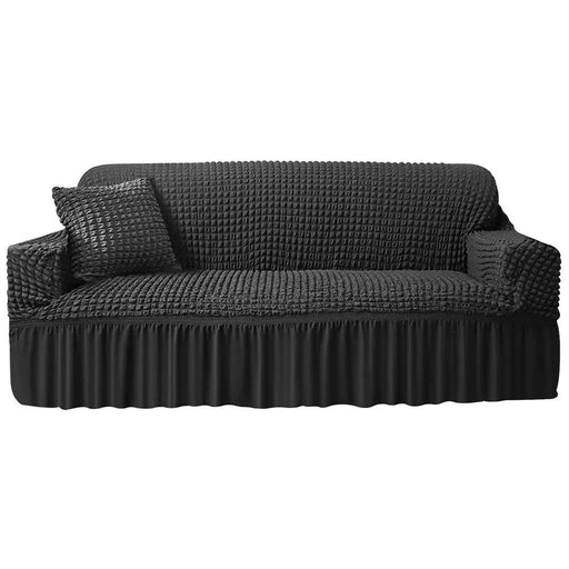 Upgrade your living space with this Plaid Seersucker Stretch Sofa Cover, designed to provide both style and protection for your furniture