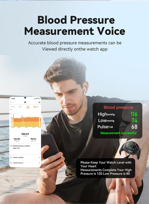 Smart Fitness Watch Blue with ECG and Blood Pressure