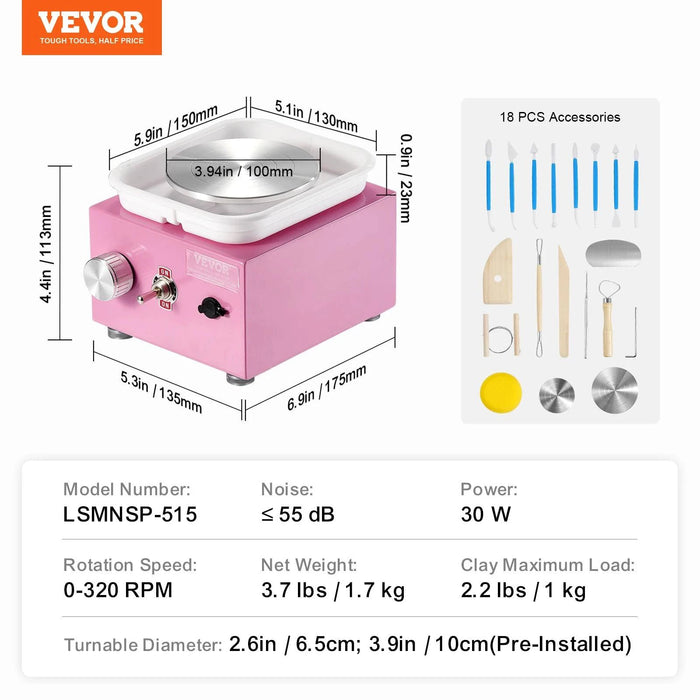  Includes mini pottery wheel, carving and plastic tool sets, waterproof apron 
