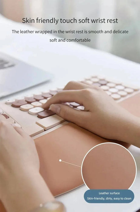 Ergonomic Keyboard and Mouse Set 2.4G Multi-Color - Standard Size, Milk Tea - FLUXA