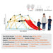 8FT Geometric Dome Climber Jungle Gym Swing with Slide Outdoor Backyard Play Equipment for Kids