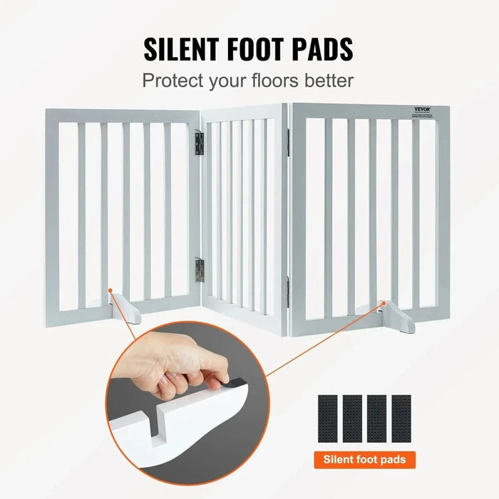 Solid wood frame dog gate with a fully extended width of 152 cm and stable for various pet sizes