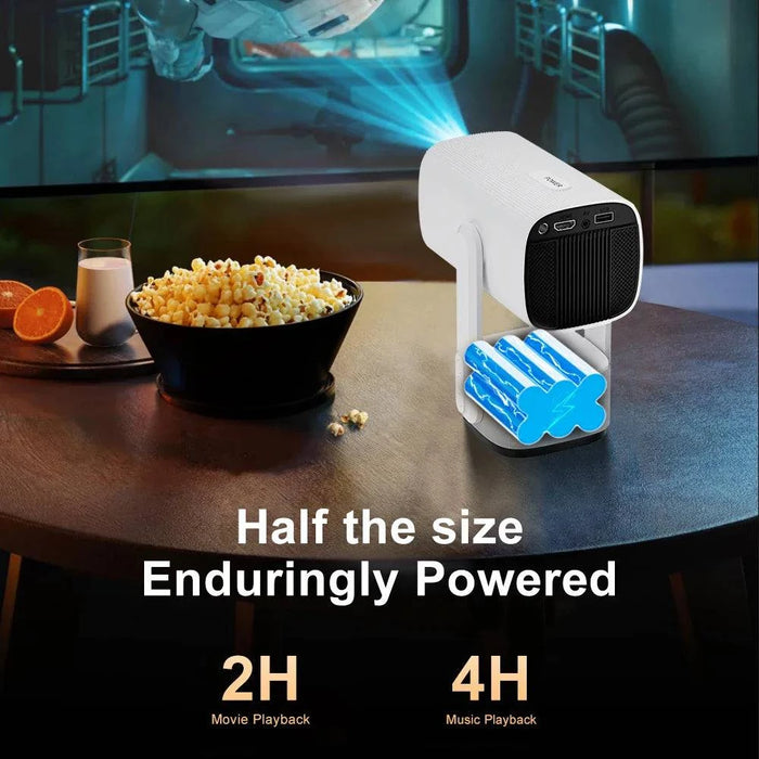 4K Smart Projector with Android 11, Built-in Battery, Bluetooth Speaker, WiFi, Auto Focus (AU Plug) - FLUXA