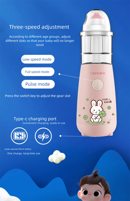 Rechargeable Electric Nasal Irrigator and aspiratorsPulse Nose Washing Adjustable for Children Adult Rhinitis Nasal Congestion