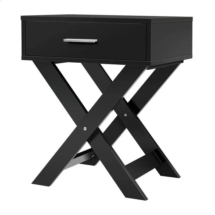 Scandinavian Bedside Table Nightstand with Storage Cabinet (French Country Black) for scratch-resistant and easy to clean melamine finish