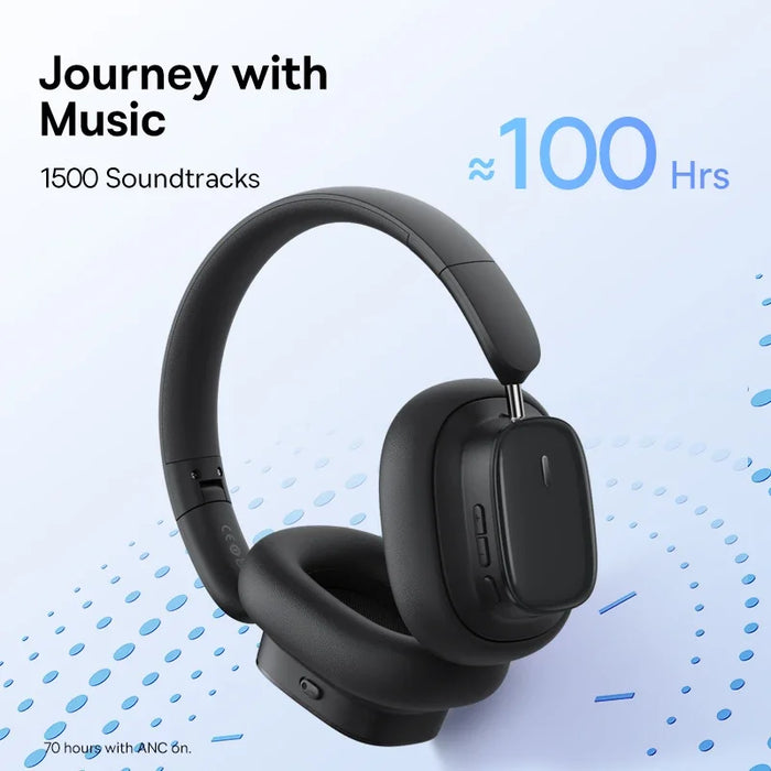 Bluetooth Headphones with Mic, Hi-Fi Sound, ANC, 100h Playback Black