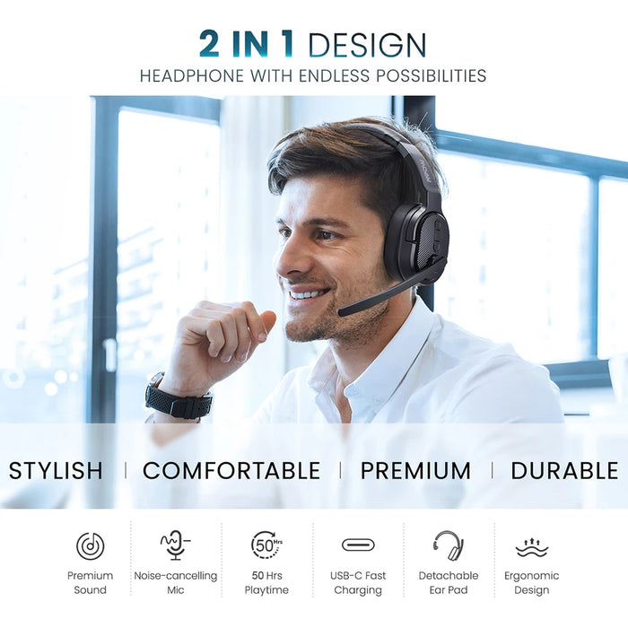 Bluetooth 5.3 Wireless Headphones with Noise Cancellation