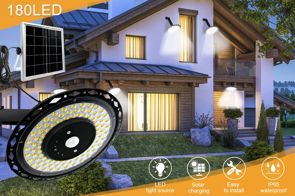 5 Modes Solar Shed Light, 180LED Motion Sensor Wall Light with Remote